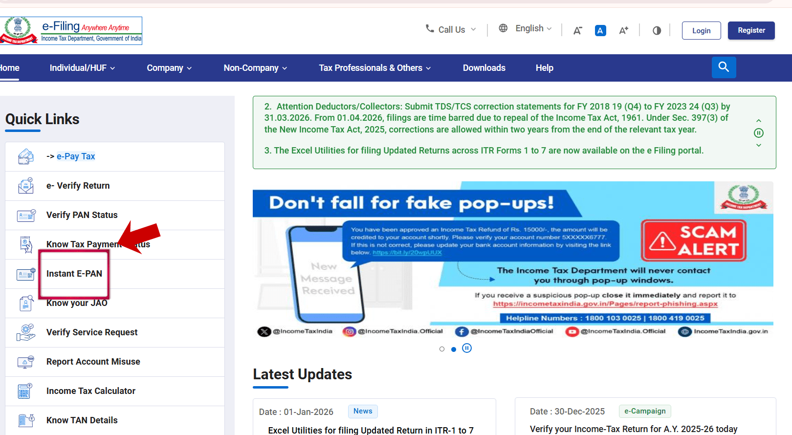 steps to apply for instant e-pan card online 